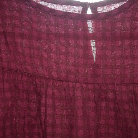 WONDER NATION Girls Burgundy Ruffle 3/4 Sleeve Blouse Size S 6/6X - Picture 3 of 4